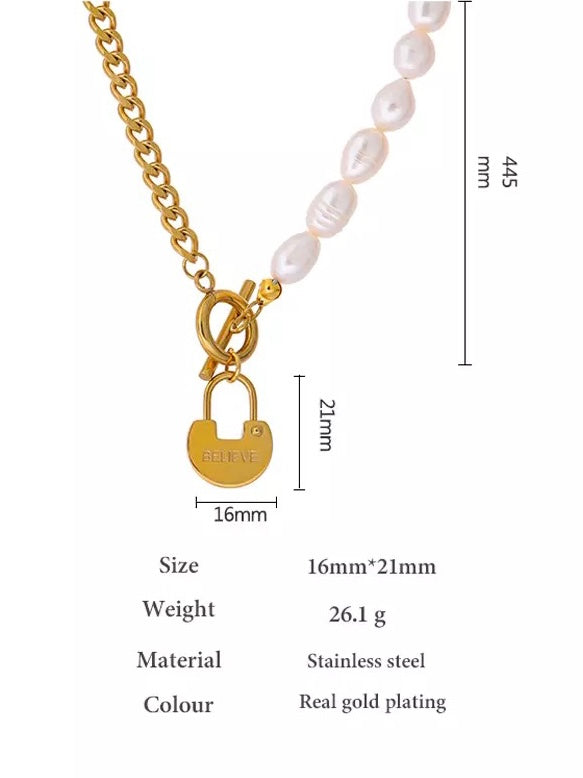 Believe lock necklace